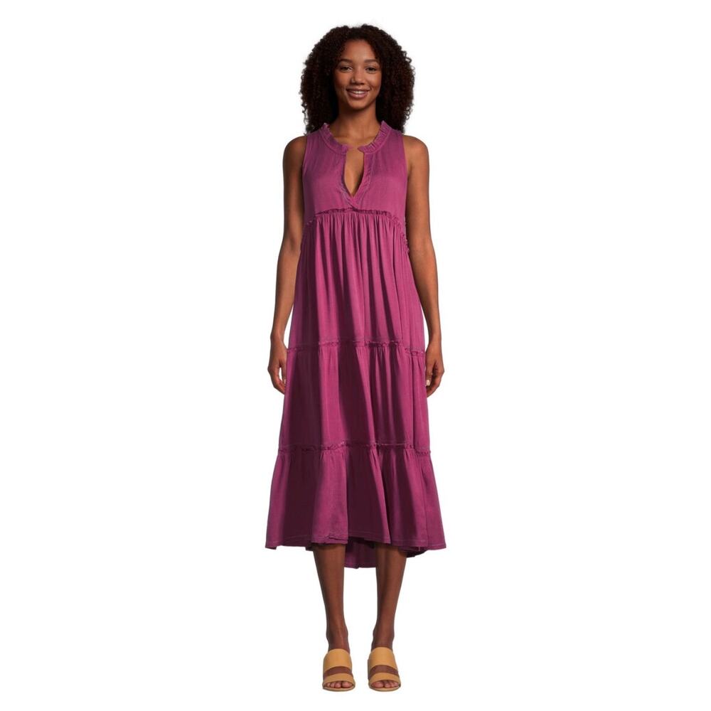 NWT World Market Riley Magenta‎ Tiered Midi Dress